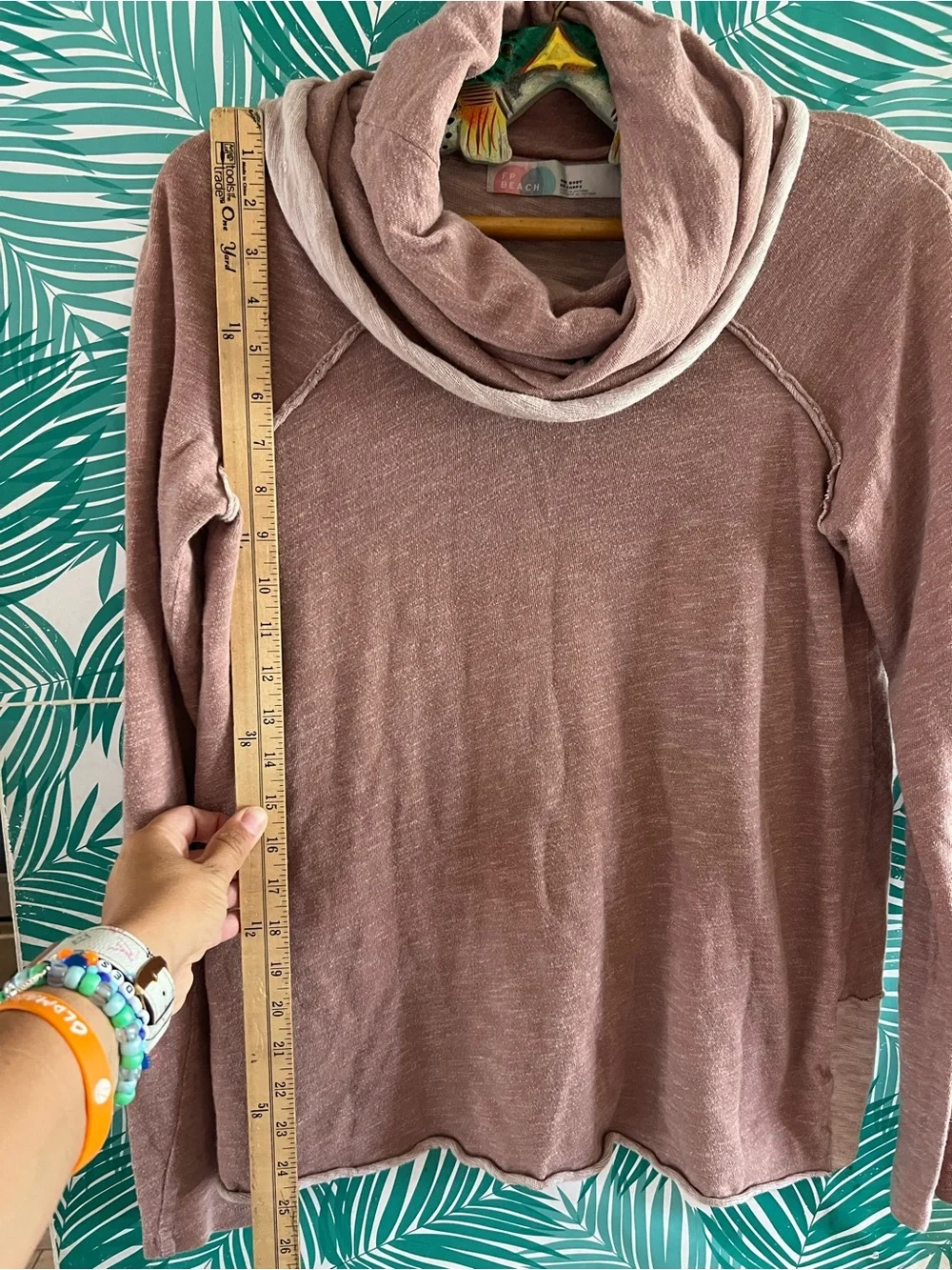 Free People Beach Lightweight Cowl Neck Sweater in Mauve Rose one size